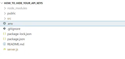 Снимок экрана с выделенным env-файлом в корневом каталоге проекта