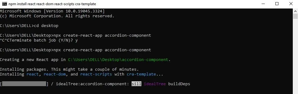 Что мы видим в терминале после создания нашего приложения
