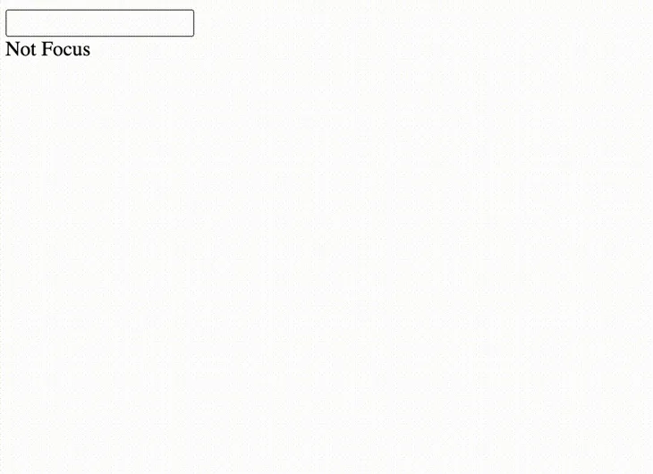 Элемент ввода текстового поля показан с текстом под ним, читаемым без фокуса. Пользователь нажимает на текстовое поле, автоматически меняя текст под ним на текст для чтения без фокуса. Пользователь снова щелкает за пределами текстового поля, возвращая текст под ним в состояние "чтение не в фокусе"