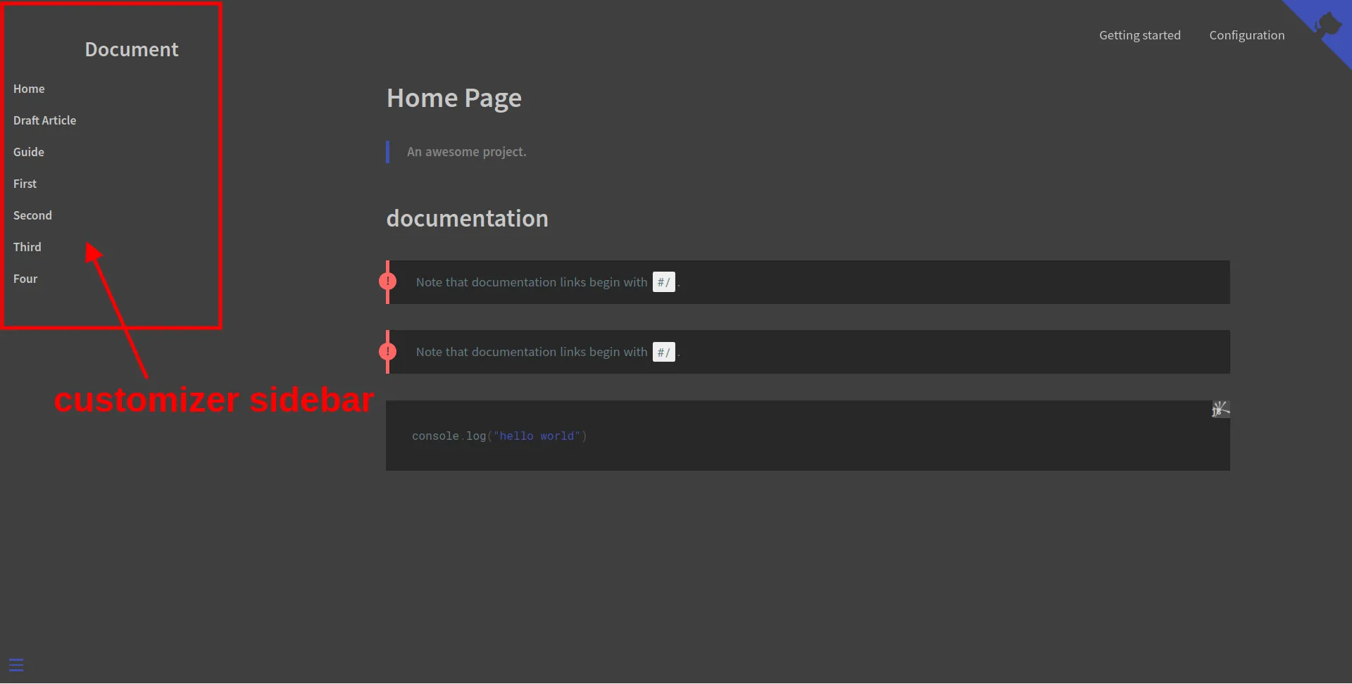 Ваша боковая панель выглядит так.