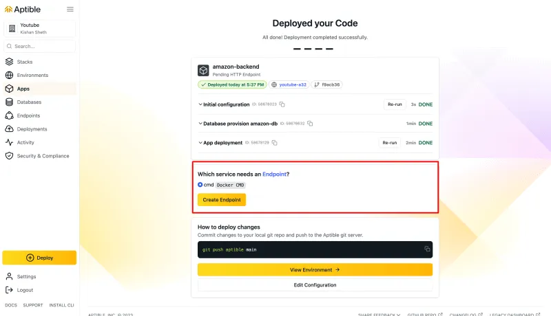 Создать конечную точку