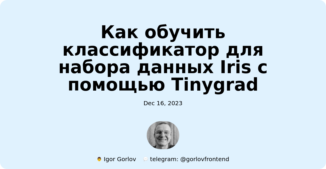 Как обучить классификатор для набора данных Iris с помощью Tinygrad
